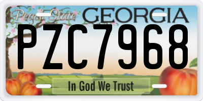GA license plate PZC7968
