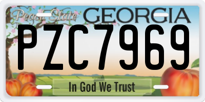 GA license plate PZC7969