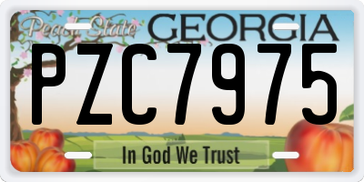 GA license plate PZC7975