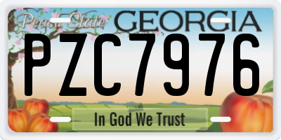 GA license plate PZC7976