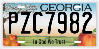 GA license plate PZC7982