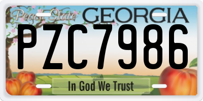 GA license plate PZC7986