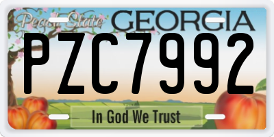 GA license plate PZC7992