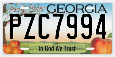 GA license plate PZC7994
