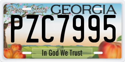 GA license plate PZC7995