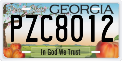 GA license plate PZC8012