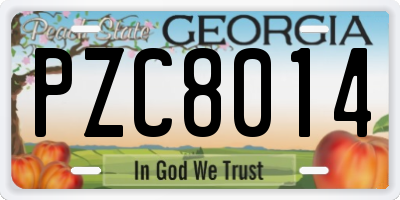 GA license plate PZC8014