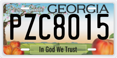 GA license plate PZC8015