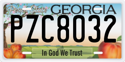 GA license plate PZC8032