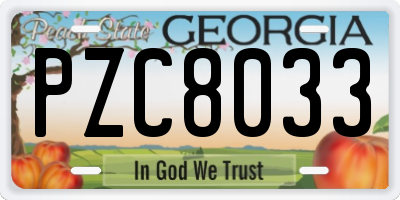 GA license plate PZC8033