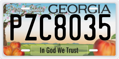GA license plate PZC8035