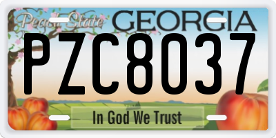 GA license plate PZC8037