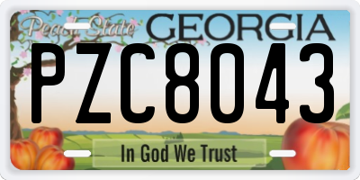 GA license plate PZC8043