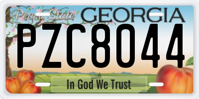 GA license plate PZC8044