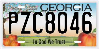 GA license plate PZC8046