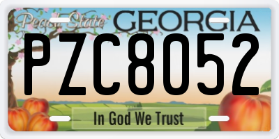 GA license plate PZC8052