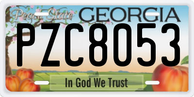 GA license plate PZC8053