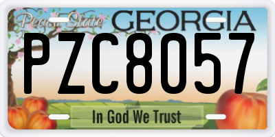 GA license plate PZC8057