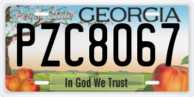 GA license plate PZC8067