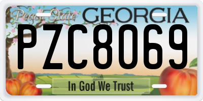 GA license plate PZC8069