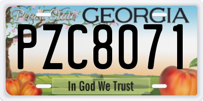 GA license plate PZC8071