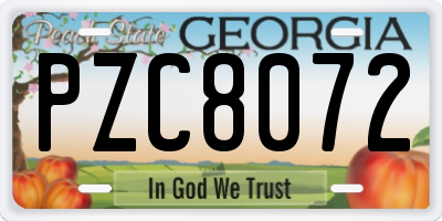 GA license plate PZC8072