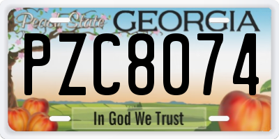 GA license plate PZC8074
