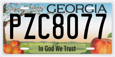 GA license plate PZC8077
