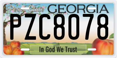 GA license plate PZC8078