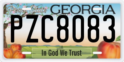 GA license plate PZC8083