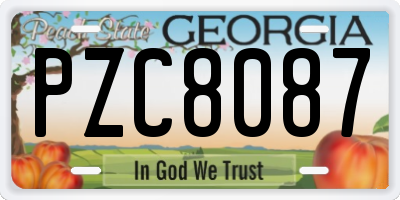 GA license plate PZC8087
