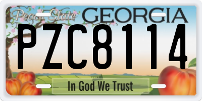 GA license plate PZC8114