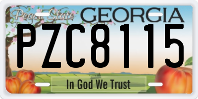 GA license plate PZC8115