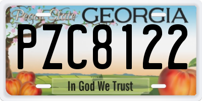 GA license plate PZC8122