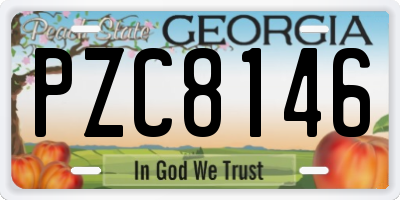 GA license plate PZC8146