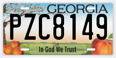 GA license plate PZC8149