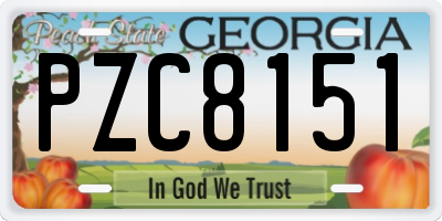 GA license plate PZC8151