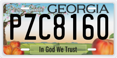 GA license plate PZC8160