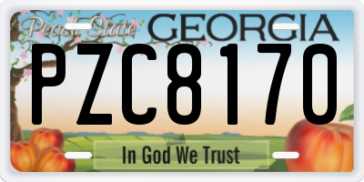 GA license plate PZC8170