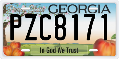 GA license plate PZC8171