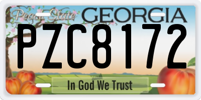 GA license plate PZC8172