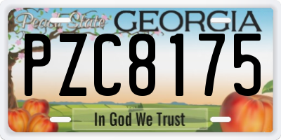 GA license plate PZC8175