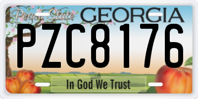GA license plate PZC8176