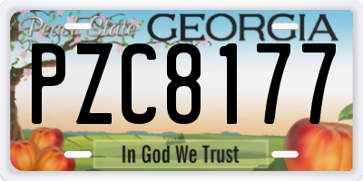 GA license plate PZC8177