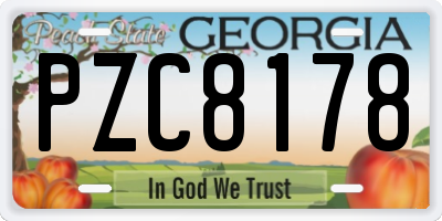 GA license plate PZC8178