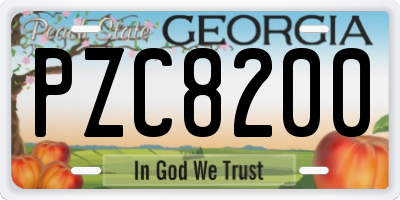 GA license plate PZC8200