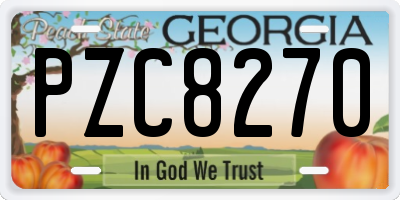 GA license plate PZC8270