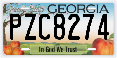 GA license plate PZC8274