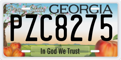 GA license plate PZC8275