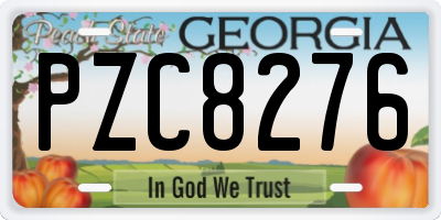 GA license plate PZC8276